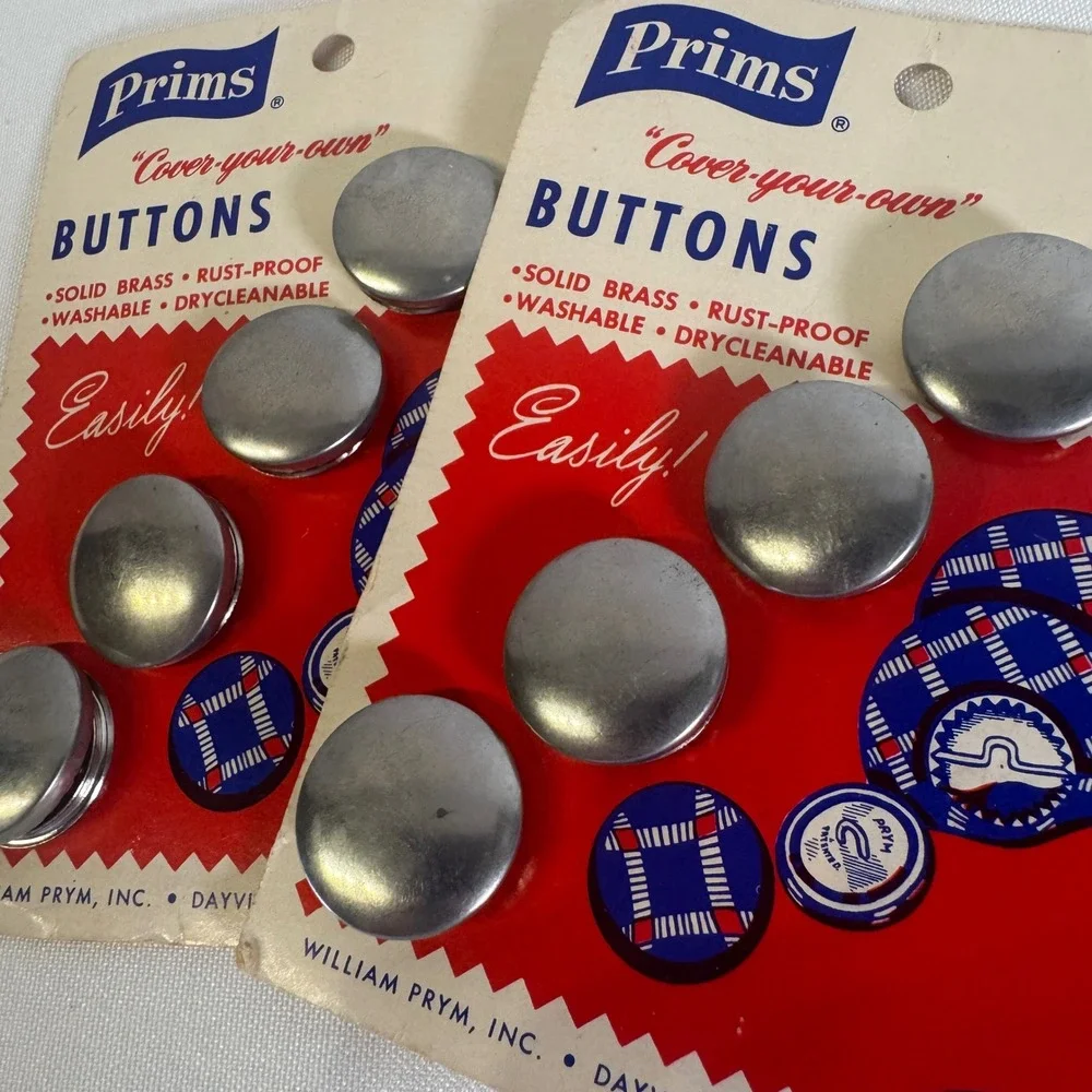 Vintage Prims Cover-Your-Own Buttons 7/8 Inch Size 36 Solid Brass 2 Cards 8ct